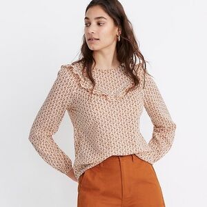 Madewell Ruffle-Yoke Prairie Top in Cutout Blooms Size XXS